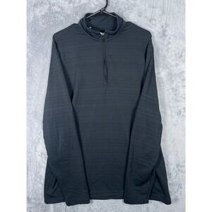 Criquet Mens Performance Quarter Zip Pullover Charcoal Black Textured Size Large